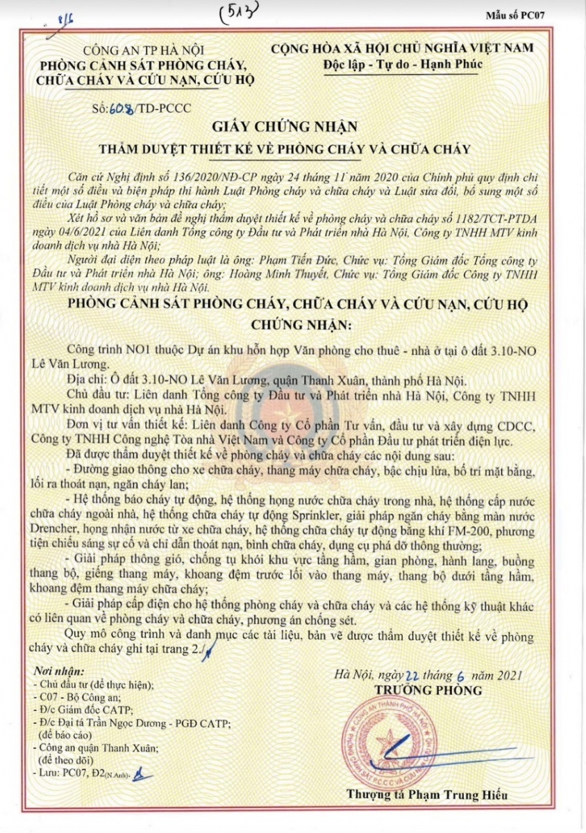 Pháp lý Handico Lê Văn Lương Phòng cháy chữa cháy