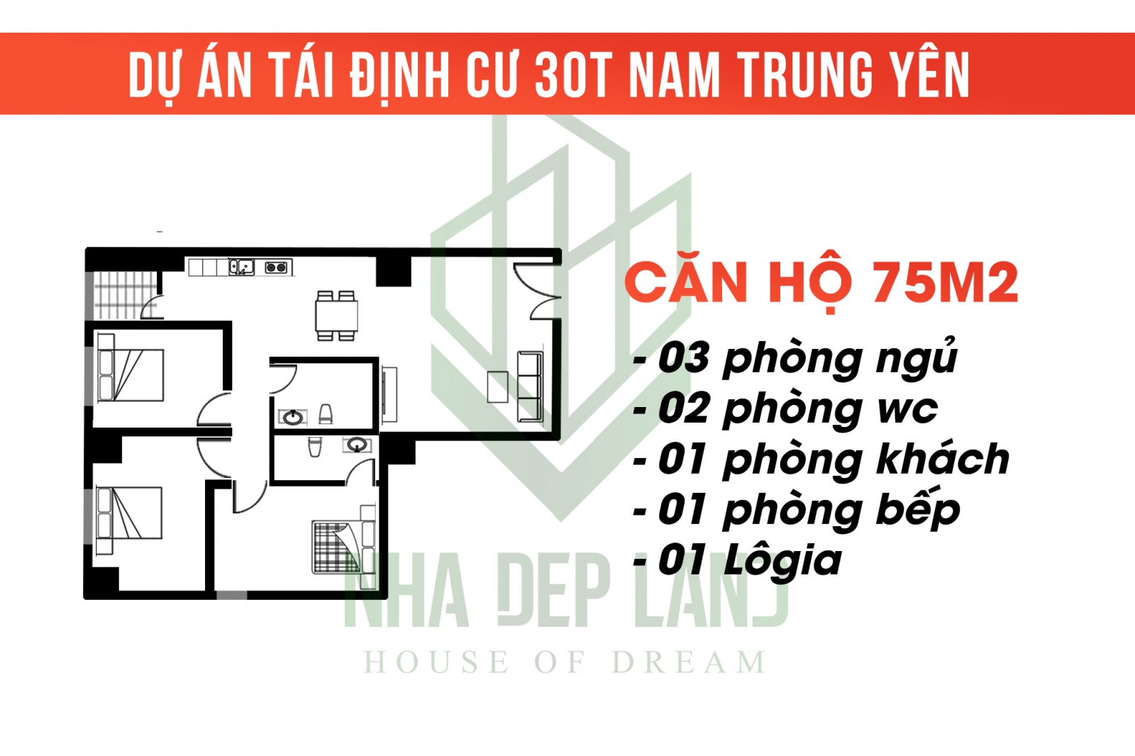 Căn hộ 2 phòng ngủ chung cư 30T1 30T2 Nam Trung Yên 