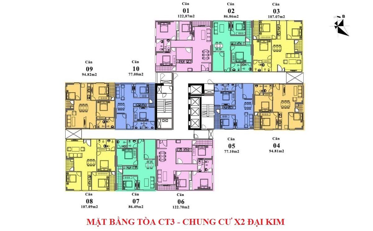 Mặt bằng tòa CT2 X2 Đại Kim mhdi