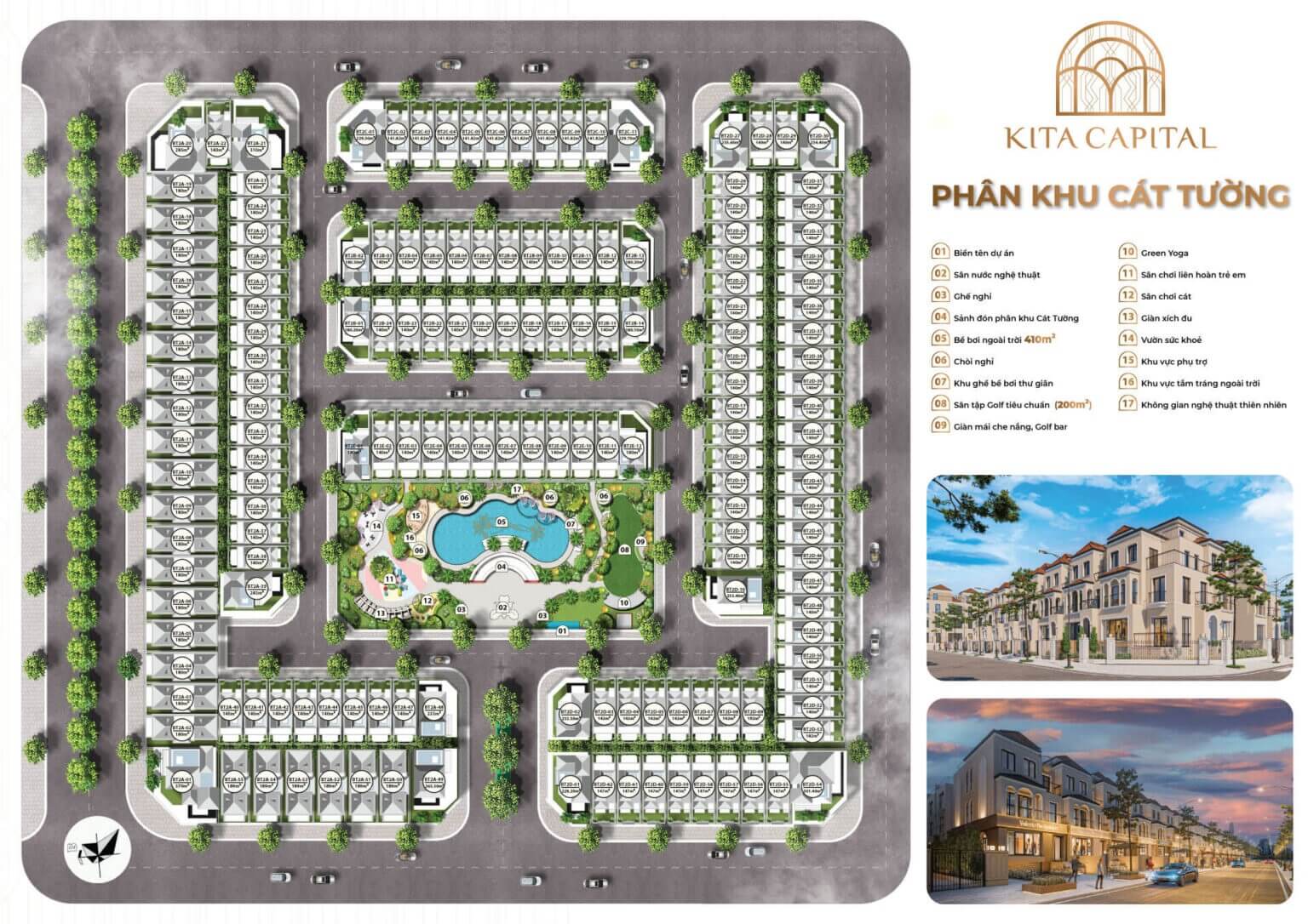 Mặt bằng phân khu BT2 Cát Tường dự án Kita Capital Ciputra