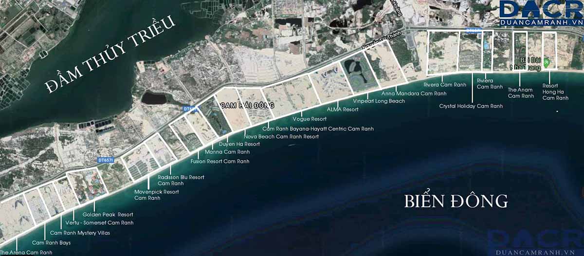 những dự án nghỉ dưỡng nằm phía biển của Bãi Dài Cam Ranh