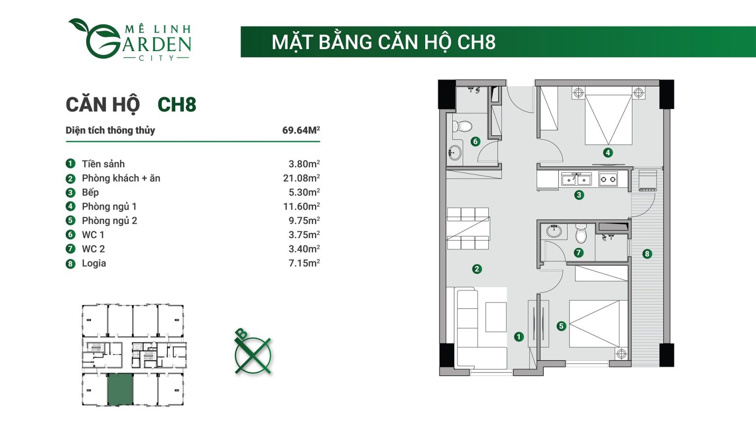 mặt bằng Nhà ở xã hội Kim Hoa - Mê Linh Garden City 8