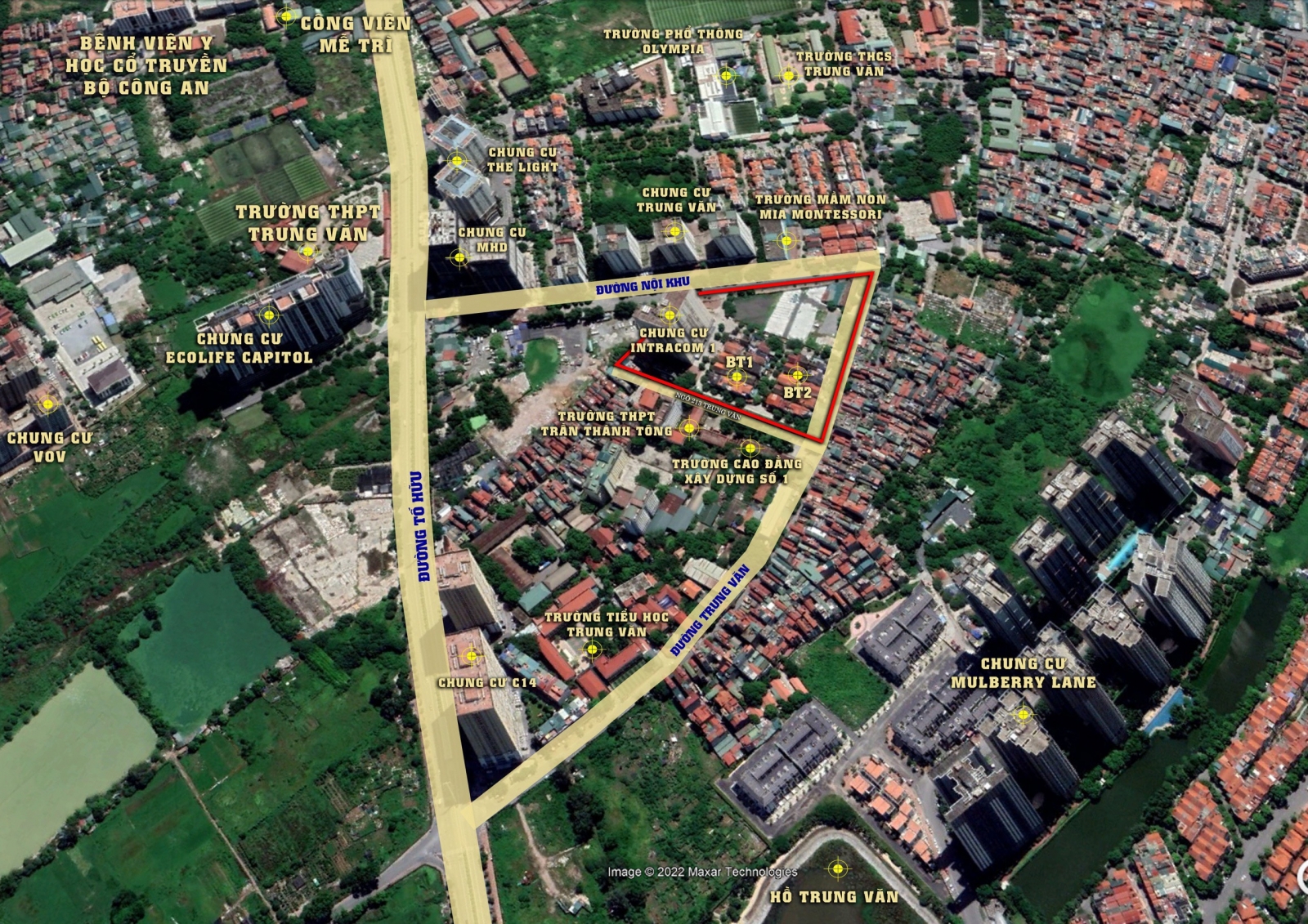vị trí biệt thự Intracom Trung Văn