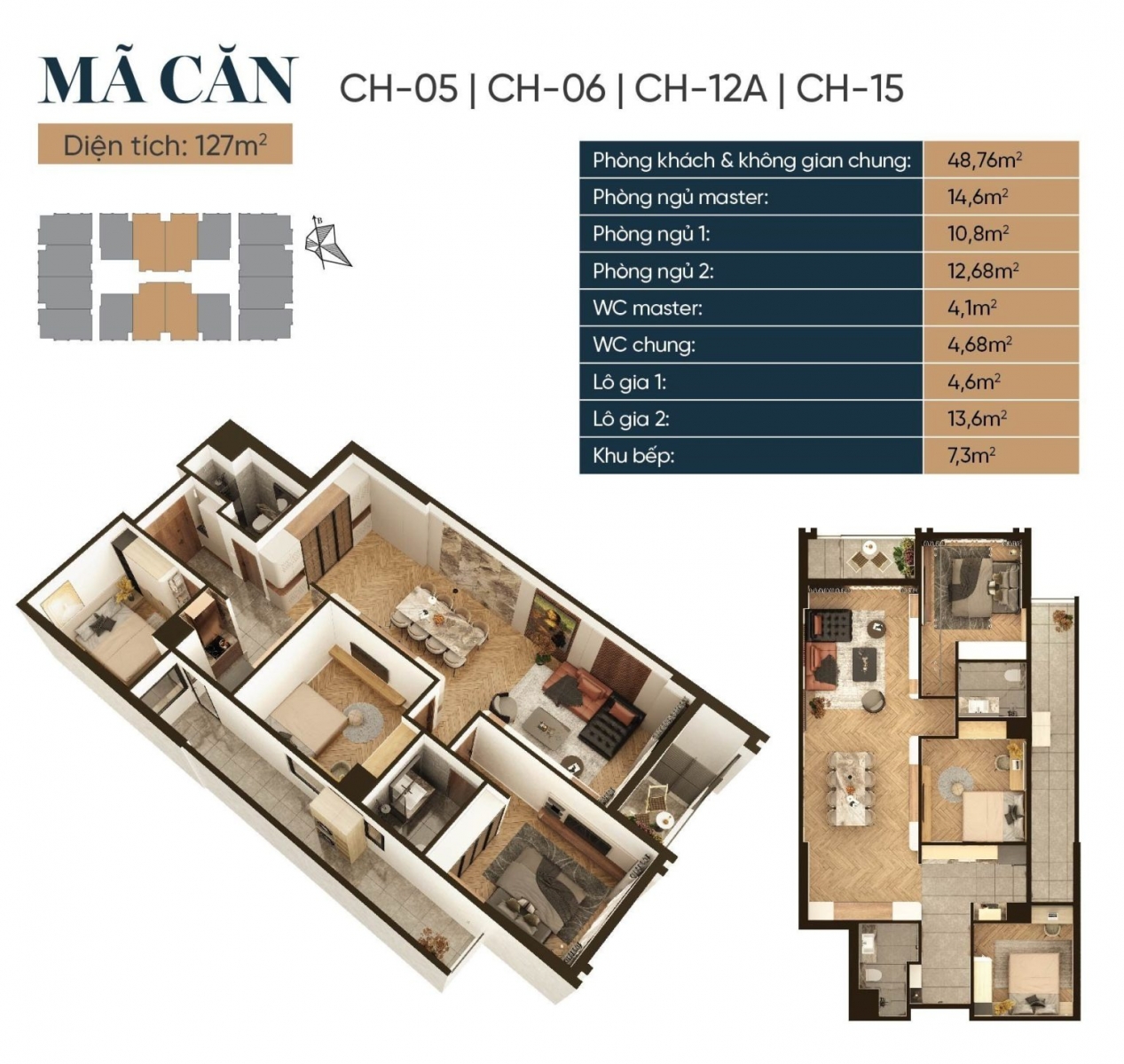 Mặt bằng Căn hộ Capital Elite 127M2