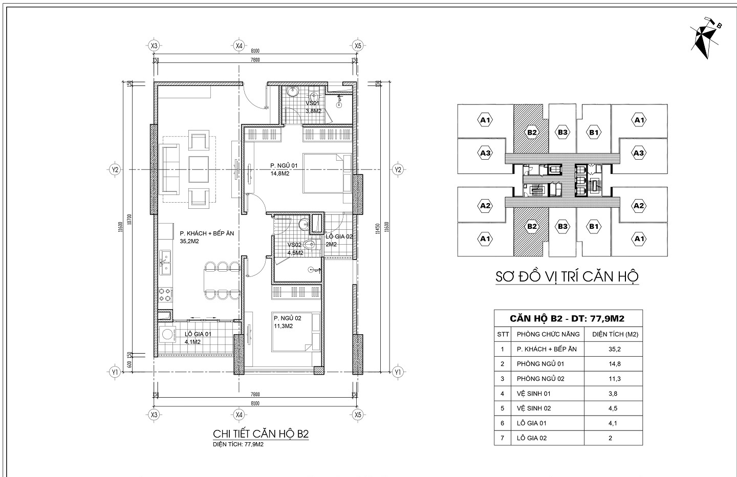 mặt bằng căn hộ 78m2 ct4 yên nghĩa