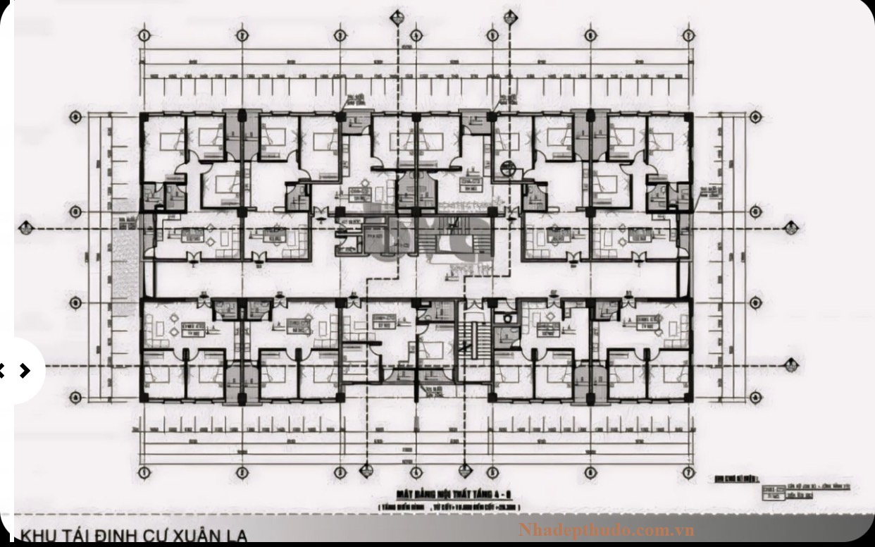 Mặt bằng CT2 Xuân La tầng 4-8