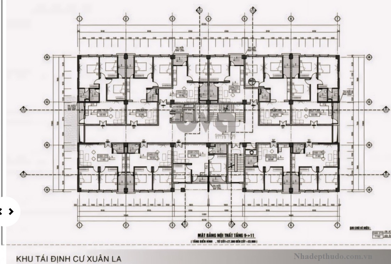 Mặt bằng CT2 Xuân La tầng 9-11