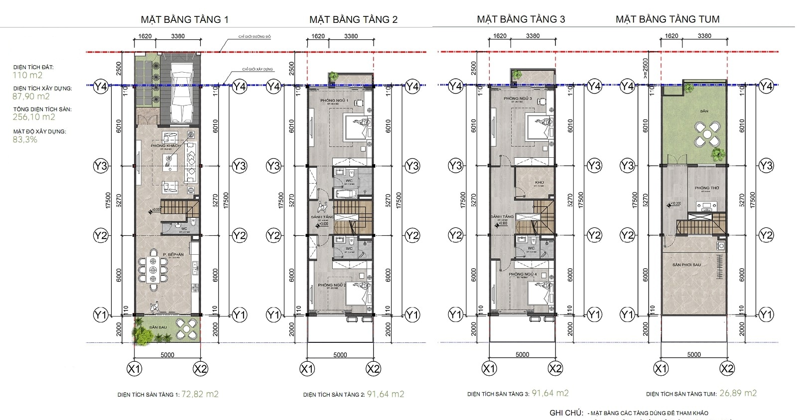 mặt bằng liền kề MHDI Móng Cái được thiết kế 4 tầng