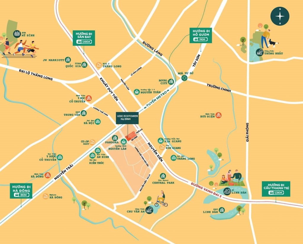 vị trí nhà ở xã hội UDIC Ecotower Hạ Đình