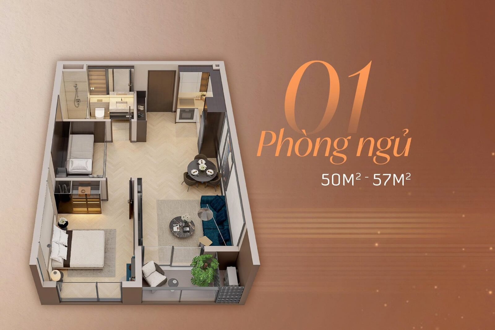 Mặt Bằng chung cư Taseco Giải Phóng 1 ngủ