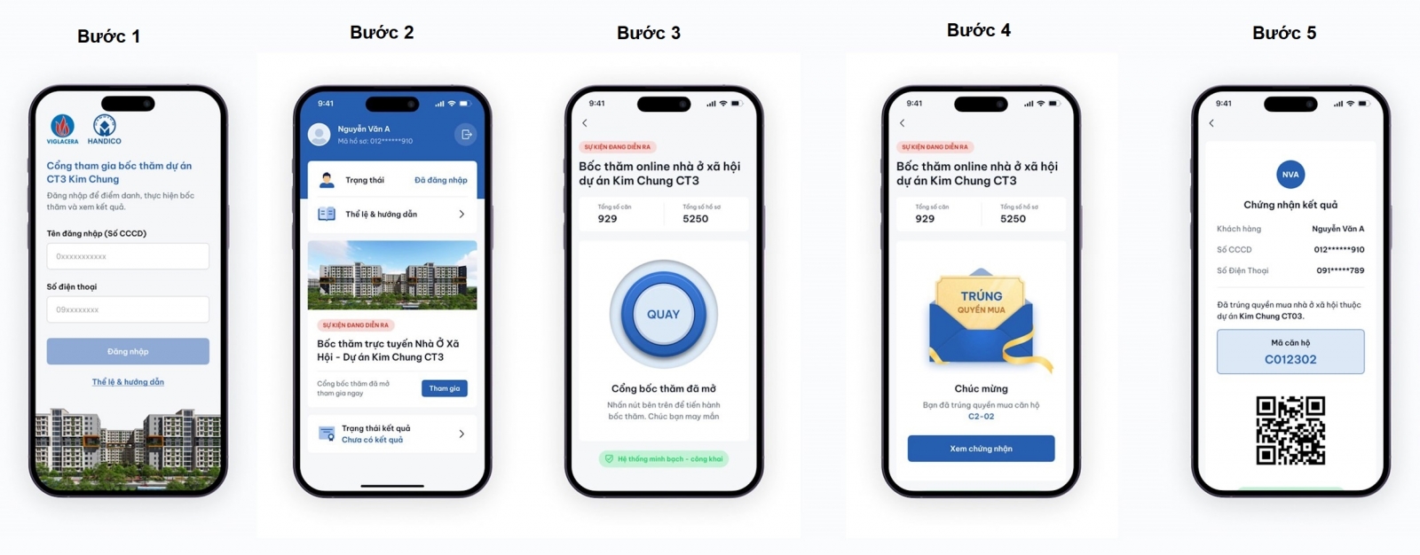 NOXH CT3 Kim Chung bốc thăm online theo các bước sau