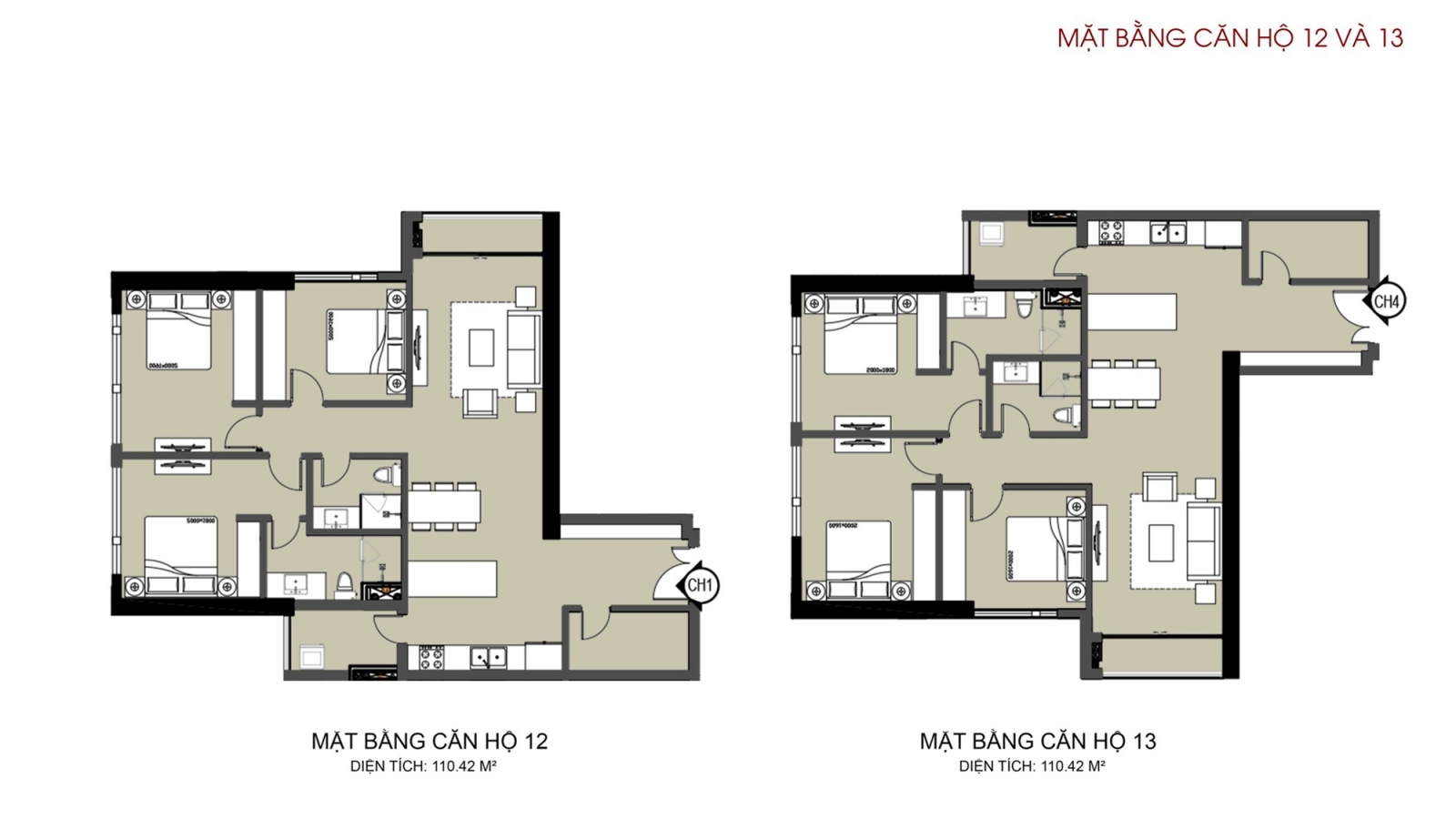 Mặt bằng Grand Era Residence 2 ngủ