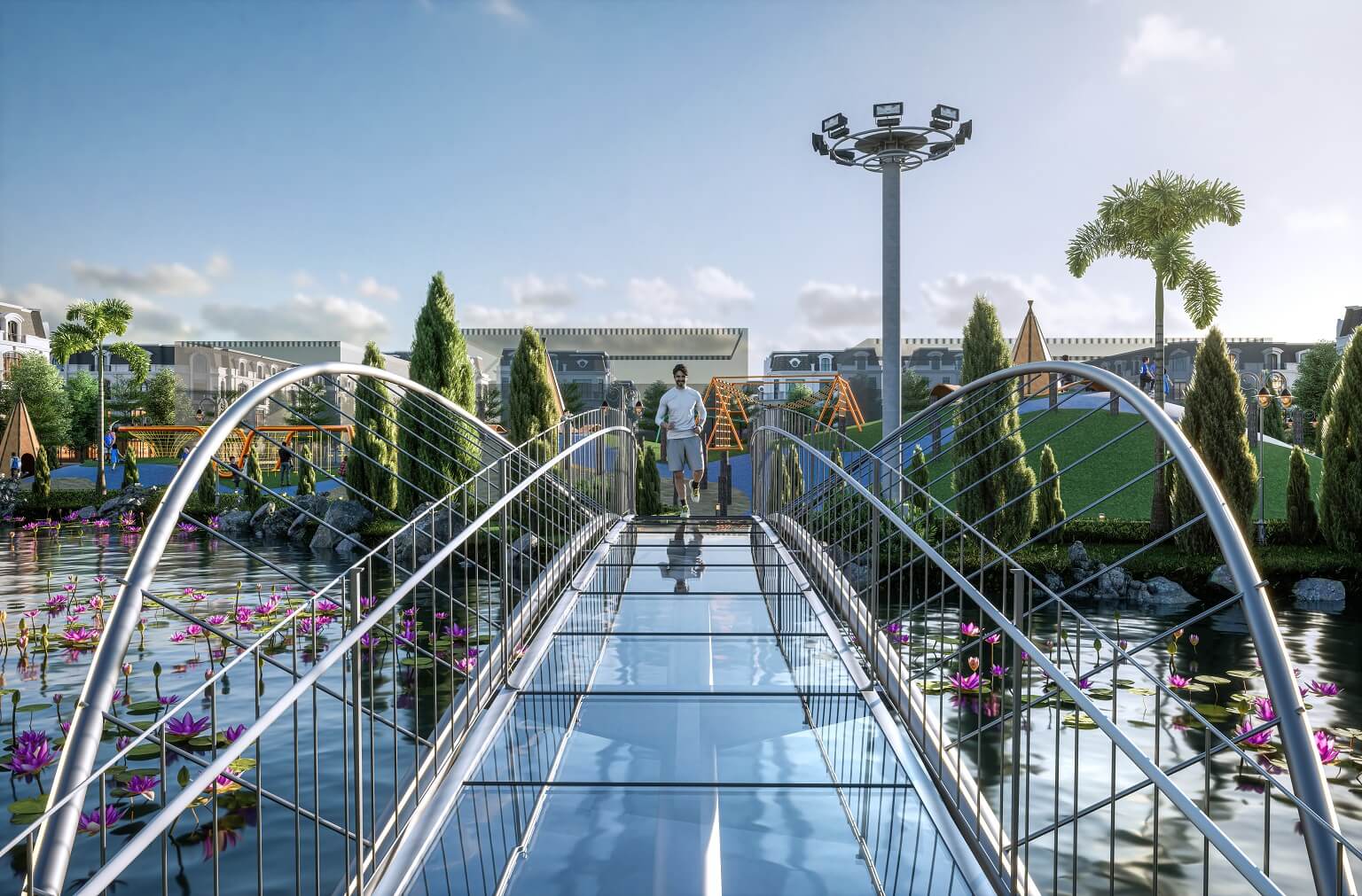 Tiện ích Hateco Đông Anh Smart City cầu đi bộ