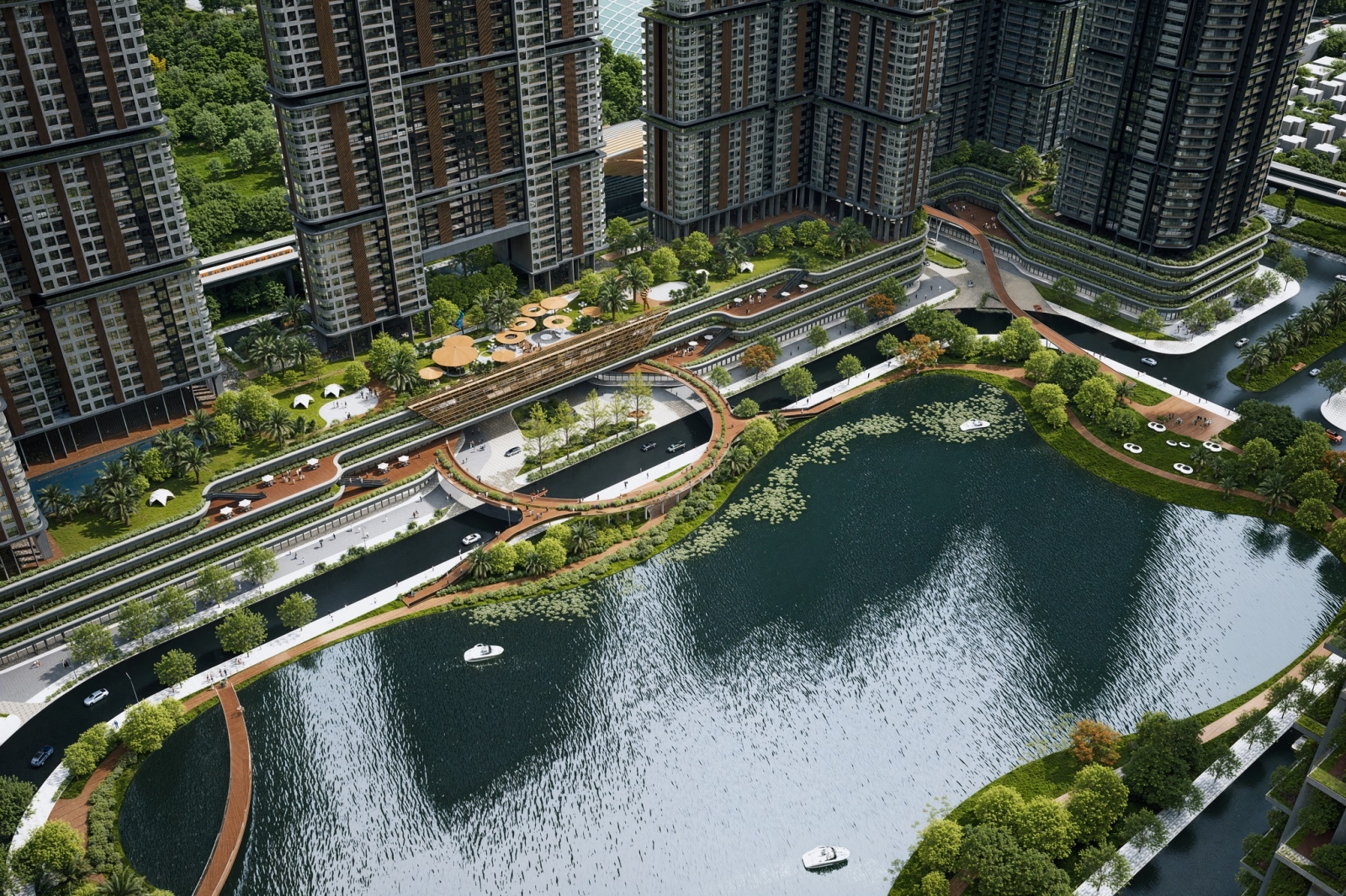 không gian hồ nước nội khu Dự án Hateco Đông Anh Smart City