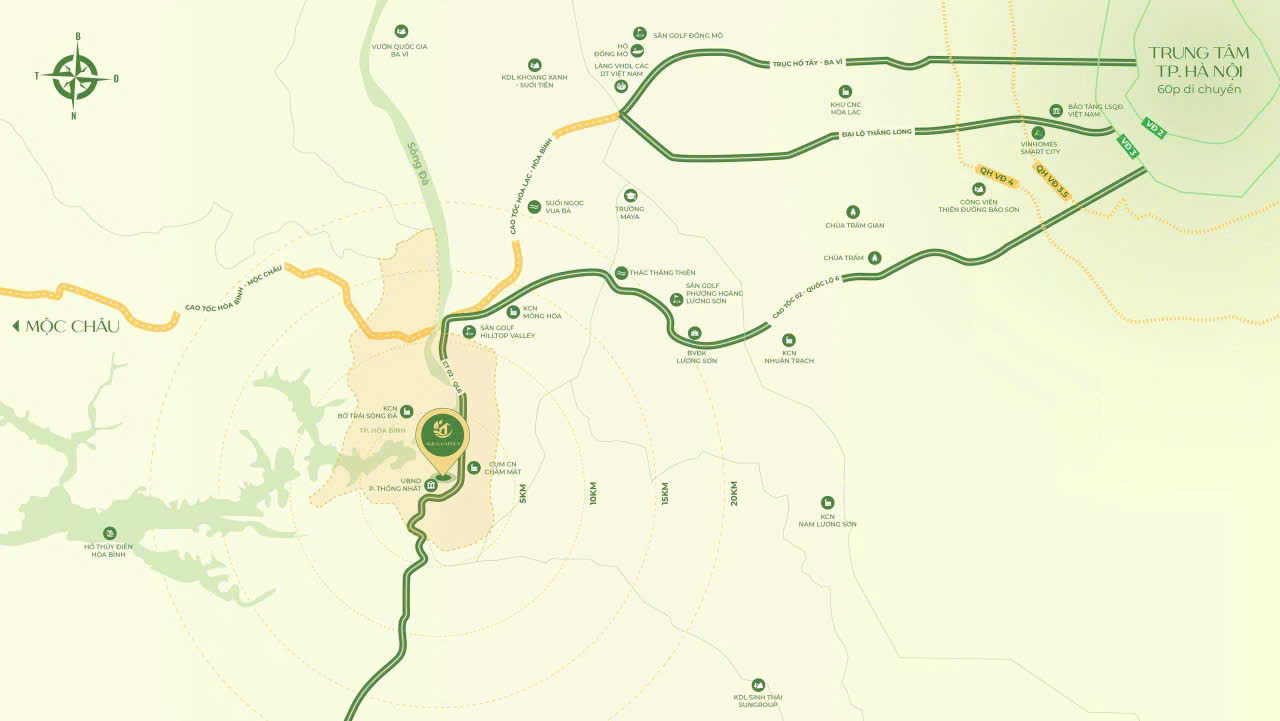 vị trí dự án Aqua Garden Hòa Bình