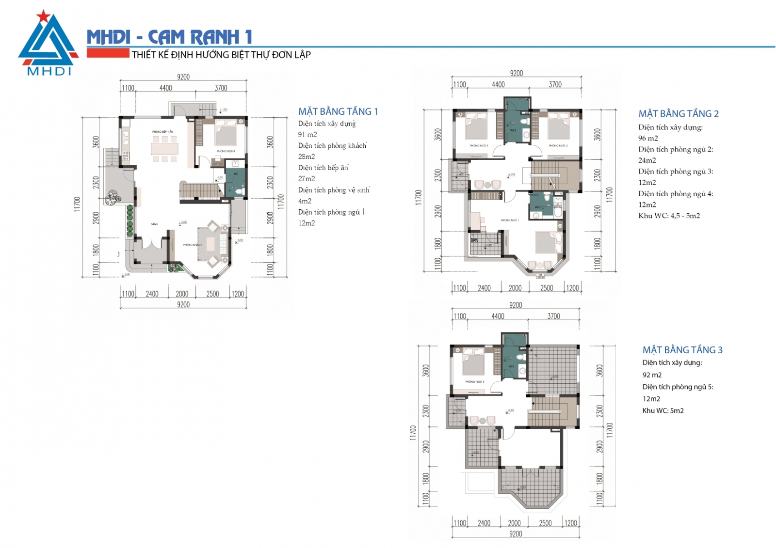 mặt bằng biệt thự đơn lập MHDI Cam Ranh 1