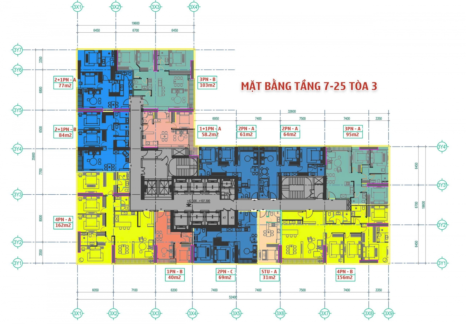 Mặt bằng Tòa 3 Sun Grand City Cầu Giấy