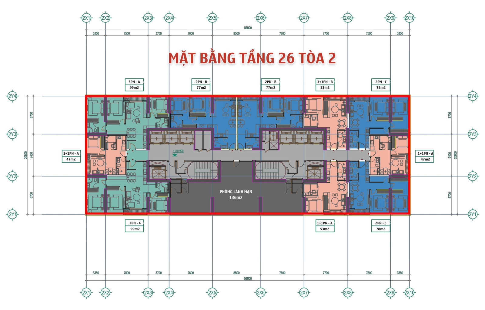 Mặt bằng Tòa 2 Sun Grand City Cầu Giấy