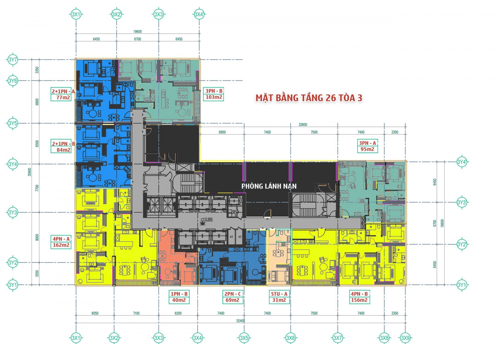 Mặt bằng Tòa 3 Sun Grand City Cầu Giấy